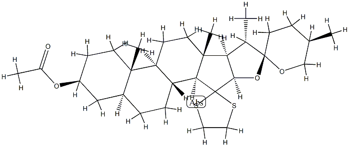 (25R)-15,15-Ethylenedithio-3β-acetyloxy-5α-spirostane structure