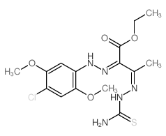 Butanoic acid,3-[2-(aminothioxomethyl)hydrazinylidene]-2-[2-(4-chloro-2,5-dimethoxyphenyl)hydrazinylidene]-,ethyl ester结构式