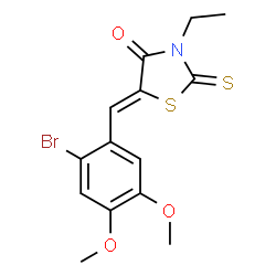 5-[(2-bromo-4,5-dimethoxyphenyl)methylene]-3-ethyl-2-thioxo-1,3-thiazolan-4-one structure