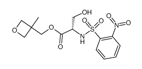 (S)-3-Hydroxy-2-(2-nitro-benzenesulfonylamino)-propionic acid 3-methyl-oxetan-3-ylmethyl ester结构式