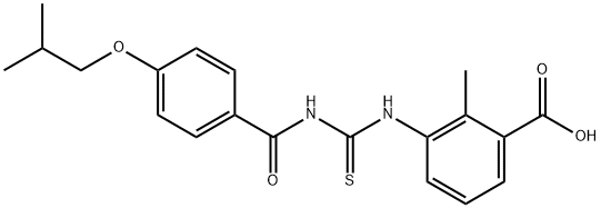 2-methyl-3-[[[[4-(2-methylpropoxy)benzoyl]amino]thioxomethyl]amino]-benzoic acid Structure