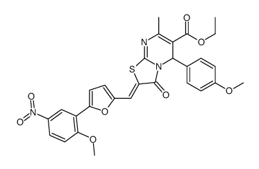 ethyl (2Z)-2-[[5-(2-methoxy-5-nitrophenyl)furan-2-yl]methylidene]-5-(4-methoxyphenyl)-7-methyl-3-oxo-5H-[1,3]thiazolo[3,2-a]pyrimidine-6-carboxylate结构式