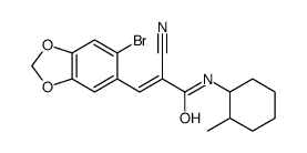 (E)-3-(6-bromo-1,3-benzodioxol-5-yl)-2-cyano-N-(2-methylcyclohexyl)prop-2-enamide Structure