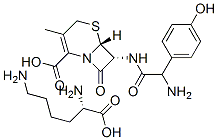 L-lysine mono[[6R-[6alpha,7beta(R*)]]-7-[[amino(4-hydroxyphenyl)acetyl]amino]-3-methyl-8-oxo-5-thia-1-azabicyclo[4.2.0]oct-2-ene-2-carboxylate] structure