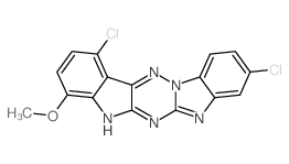 5H-Indolo[2,3:5,6][1,2,4]triazino[2,3-a]benzimidazole, 3,11-dichloro-8-methoxy-结构式