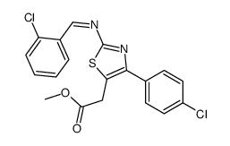 methyl 2-[4-(4-chlorophenyl)-2-[(E)-(2-chlorophenyl)methylideneamino]-1,3-thiazol-5-yl]acetate Structure