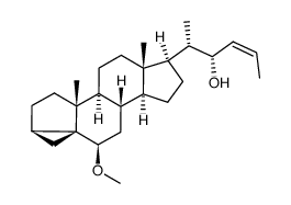 6β-methoxy-3α,5-cyclo-26,27-bisnor-5α-cholest-23(Z)-en-22α-ol结构式