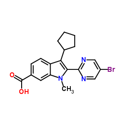 2-(5-Bromo-2-pyrimidinyl)-3-cyclopentyl-1-methyl-1H-indole-6-carboxylic acid结构式