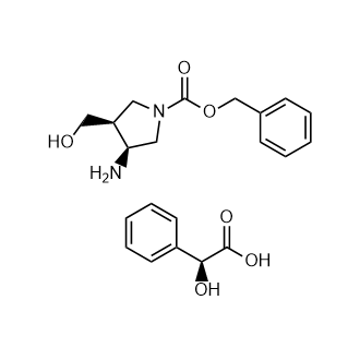 (3S,4S)-benzyl 3-amino-4-(hydroxymethyl)pyrrolidine-1-carboxylate (S)-2-hydroxy-2-phenylacetate Structure