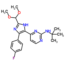 4-[2-(Dimethoxymethyl)-4-(4-fluorophenyl)-1H-imidazol-5-yl]-N-(2-methyl-2-propanyl)-2-pyrimidinamine Structure