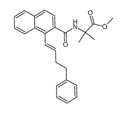 2-methyl-2-{[1-(4-phenyl-but-1-enyl)-naphthalene-2-carbonyl]-amino}-propionic acid methyl ester结构式