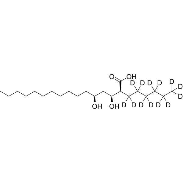 (2S,3S,5S)-2-Hexyl-3,5-dihydroxyhexadecanoic Acid-d13结构式