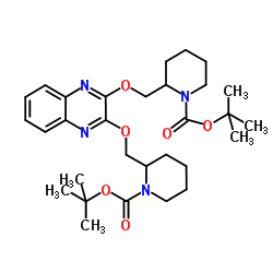 Bis(2-methyl-2-propanyl) 2,2'-[2,3-quinoxalinediylbis(oxymethylene)]di(1-piperidinecarboxylate) Structure