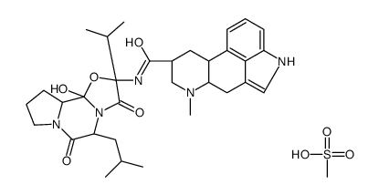 9,10α-dihydro-12'-hydroxy-5'α-isobutyl-2'-isopropylergotaman-3',6',18-trione monomethanesulphonate structure