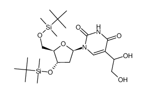 3',5'-bis-(O-tert-butyldimethylsilyl)-5-(1,2-dihydroxyethyl)-2'-deoxyuridine结构式