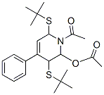 2-Acetoxy-1-acetyl-3,6-di(tert-butylthio)-4-phenyl-1,2,3,6-tetrahydropyridine structure