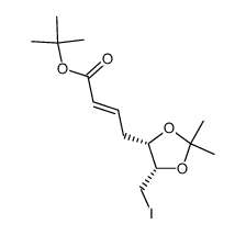 tert-butyl (2E)-2,3,4,7-tetradeoxy-7-iodo-5,6-O-(1-methylethylidene)-D-ribo-hept-2-enoate结构式