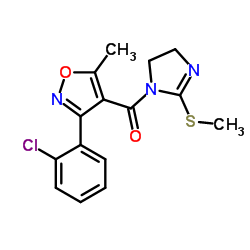 [3-(2-chlorophenyl)-5-methylisoxazol-4-yl][2-(methylthio)-4,5-dihydro-1H-imidazol-1-yl]methanone结构式