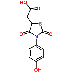 [3-(4-HYDROXY-PHENYL)-2,4-DIOXO-THIAZOLIDIN-5-YL]-ACETIC ACID structure