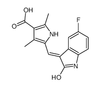 5-[(Z)-(5-Fluoro-2-oxo-1,2-dihydro-3H-indol-3-ylidene)methyl]-2,4 -dimethyl-1H-pyrrole-3-carboxylic acid structure