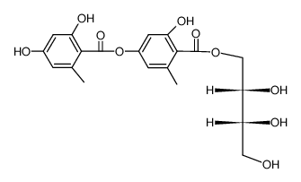 2,4-Dihydroxy-6-methylbenzoic acid 3-hydroxy-5-methyl-4-[[(2R,3S)-2,3,4-trihydroxybutoxy]carbonyl]phenyl ester Structure