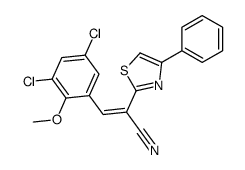 (E)-3-(3,5-dichloro-2-methoxyphenyl)-2-(4-phenyl-1,3-thiazol-2-yl)prop-2-enenitrile结构式