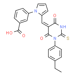 3-(2-{(E)-[1-(4-ethylphenyl)-4,6-dioxo-2-thioxotetrahydropyrimidin-5(2H)-ylidene]methyl}-1H-pyrrol-1-yl)benzoic acid structure