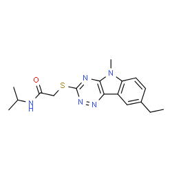 Acetamide, 2-[(8-ethyl-5-methyl-5H-1,2,4-triazino[5,6-b]indol-3-yl)thio]-N-(1-methylethyl)- (9CI)结构式