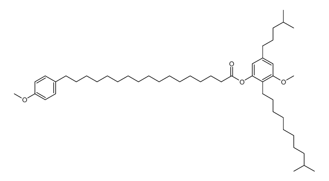 17-(4-Methoxyphenyl)heptadecanoic acid 3-methoxy-2-(9-methyldecyl)-5-(4-methylpentyl)phenyl ester结构式