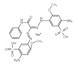 2-amino-5-[(2Z)-2-[(4-amino-2-methoxy-5-sulfo-phenyl)diazenyl-(phenylcarbamoyl)methylidene]hydrazinyl]-4-methoxy-benzenesulfonic acid结构式