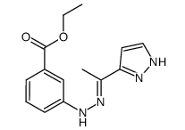ethyl 3-{(2E)-2-[1-(1H-pyrazol-3-yl)ethylidene]hydrazino}benzoate Structure