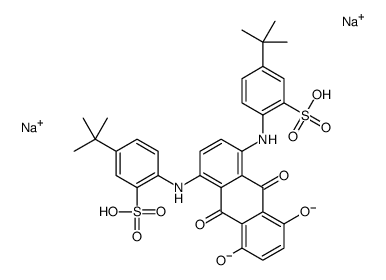 disodium 2,2'-[(9,10-dihydro-5,8-dihydroxy-9,10-dioxo-1,4-anthrylene)diimino]bis[5-tert-butylbenzenesulphonate] structure