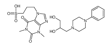 1,2,3,6-tetrahydro-1,3-dimethyl-2,6-dioxo-7H-purine-7-propanesulphonic acid, compound with 3-(4-phenyl-1-piperazinyl)propane-1,2-diol (1:1) Structure