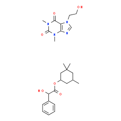7-(2-hydroxyethyl)-1,3-dimethyl-purine-2,6-dione, (3,3,5-trimethylcycl ohexyl) 2-hydroxy-2-phenyl-acetate结构式