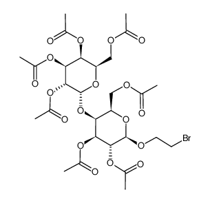 2-Bromoethyl 2,3,6-tri-O-acetyl-4-O-(2,3,4,6-tetra-O-acetyl-α-D-galactopyranosyl)-β-D-galactopyranoside Structure