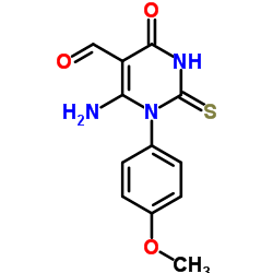 6-Amino-1-(4-methoxyphenyl)-4-oxo-2-thioxo-1,2,3,4-tetrahydro-5-pyrimidinecarbaldehyde结构式