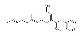 (2Z,6E)-3-(Methoxy-phenylsulfanyl-methyl)-7,11-dimethyl-dodeca-2,6,10-trien-1-ol结构式