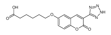 6-[2-oxo-3-(2H-tetrazol-5-yl)chromen-6-yl]oxyhexanoic acid结构式