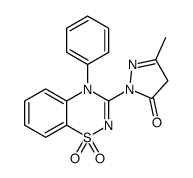 2-(1,1-dioxo-4-phenyl-1λ6,2,4-benzothiadiazin-3-yl)-5-methyl-4H-pyrazol-3-one结构式