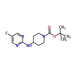 2-Methyl-2-propanyl 4-[(5-fluoro-2-pyrimidinyl)amino]-1-piperidinecarboxylate Structure