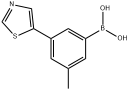 3-Methyl-5-(thiazol-5-yl)phenylboronic acid结构式