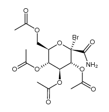 C-(2,3,4,6-tetra-O-acetyl-1-bromo-1-deoxy-β-D-glucopyranosyl)formamide结构式
