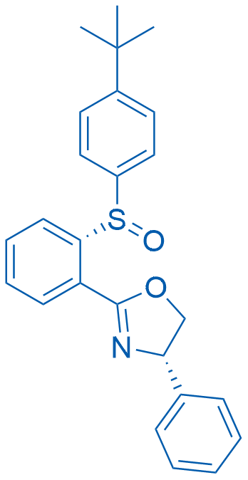 (S)-2-(2-((S)-(4-(tert-Butyl)phenyl)sulfinyl)phenyl)-4-phenyl-4,5-dihydrooxazole structure