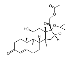 21-acetoxy-9-fluoro-11-hydroxy-16,17-isopropylidenedioxy-pregn-4-ene-3,20-dione结构式