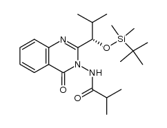3-[(2-Methylpropanoyl)amino]-2-[(S)-1-tert-butyldimethylsilyloxy-2-methylpropyl]quinazolin-4(3H)-one结构式
