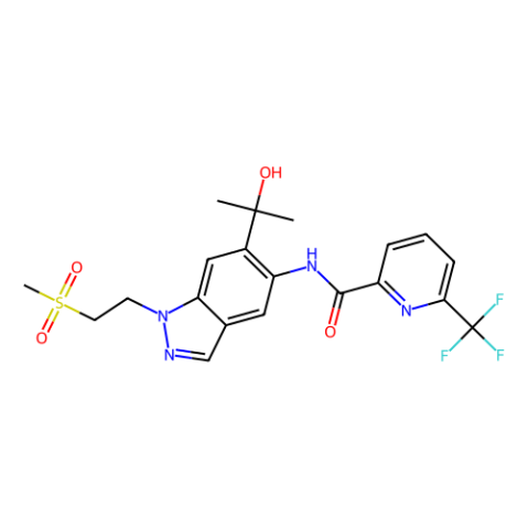 N-[6-(1-hydroxy-1-methyl-ethyl)-1-(2-methylsulfonylethyl)indazol-5-yl]-6-(trifluoromethyl)pyridine-2-carboxamide结构式