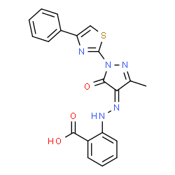 2-{2-[3-methyl-5-oxo-1-(4-phenyl-1,3-thiazol-2-yl)-1,5-dihydro-4H-pyrazol-4-ylidene]hydrazino}benzoic acid结构式