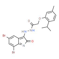 (E)-N-(5,7-dibromo-2-oxoindolin-3-ylidene)-2-(2-isopropyl-5-methylphenoxy)acetohydrazide Structure