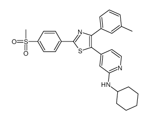 N-cyclohexyl-4-[4-(3-methylphenyl)-2-(4-methylsulfonylphenyl)-1,3-thiazol-5-yl]pyridin-2-amine结构式