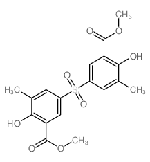 methyl 2-hydroxy-5-(4-hydroxy-3-methoxycarbonyl-5-methyl-phenyl)sulfonyl-3-methyl-benzoate structure